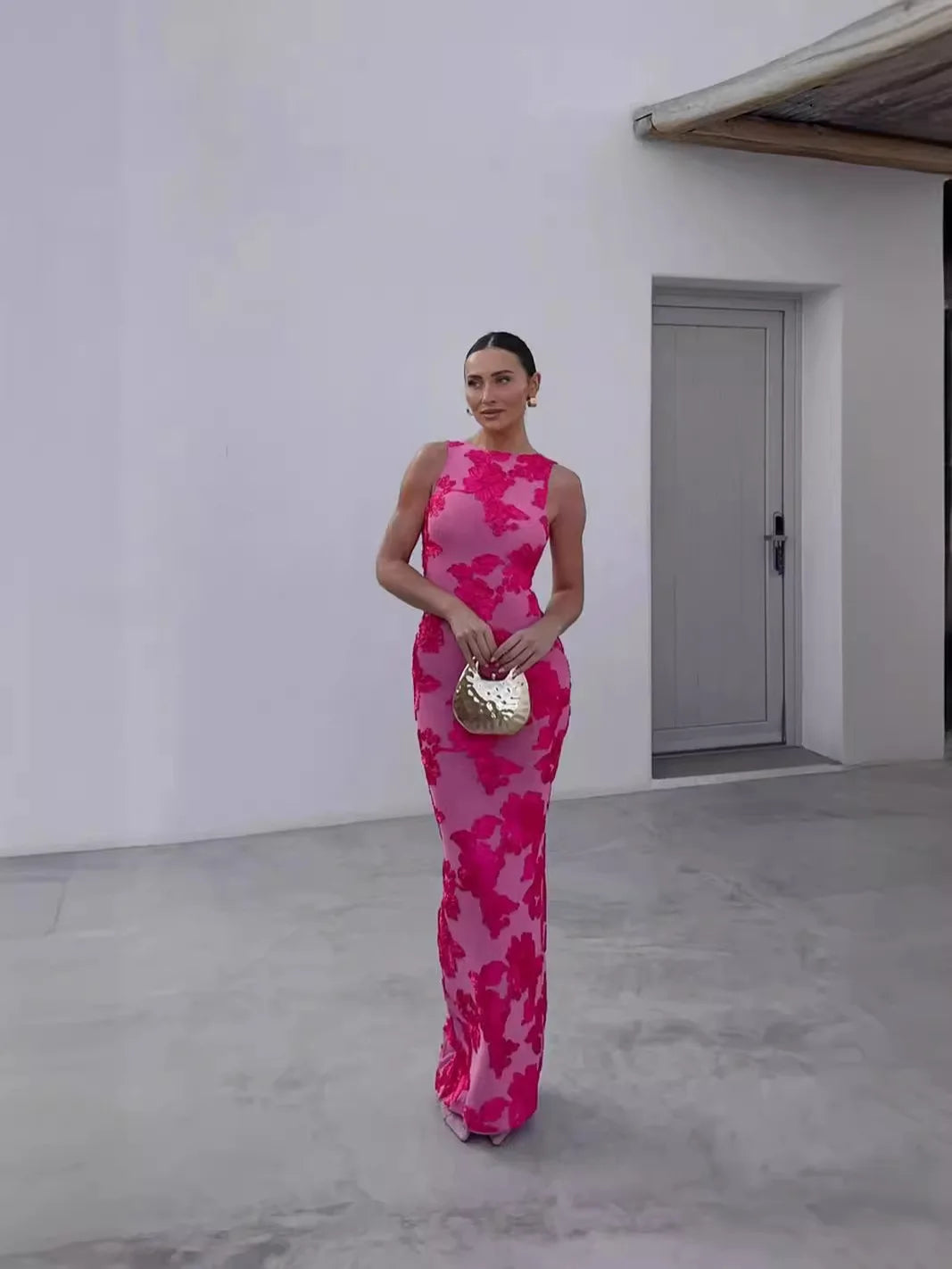 Embroidery Mesh Slim Hip Fshion Maxi Dresses Robe