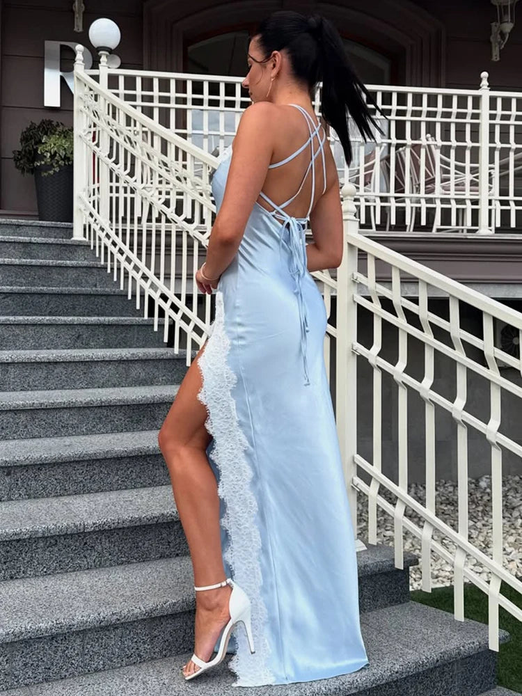 Trendix Side Slit Lace Maxi Dress