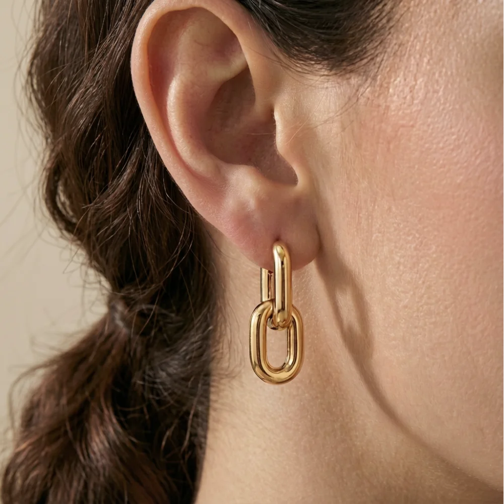 Minimalist Stainless Steel Fashion Gold Earrings