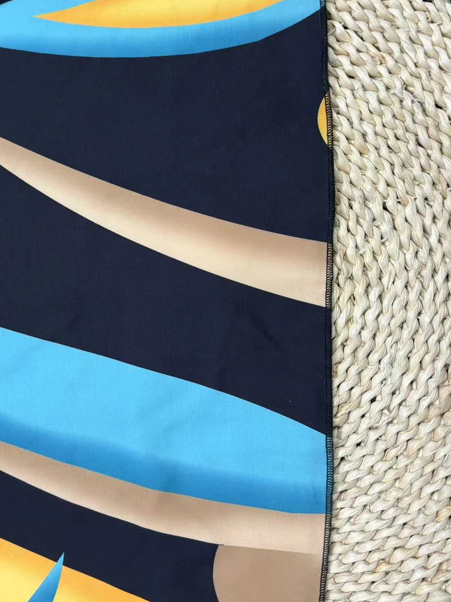 Tropical Print V-Neck Waist Section Cable Knit Fit And Flare Dress Maxi Women Outfit