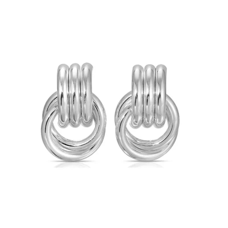 Trendy Stainless Steel Multilayer Circle Twist Knot Earrings