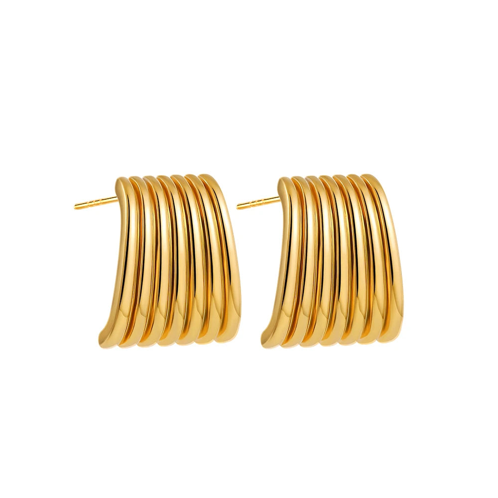 Trendy Stainless Steel Multilayer Circle Twist Knot Earrings