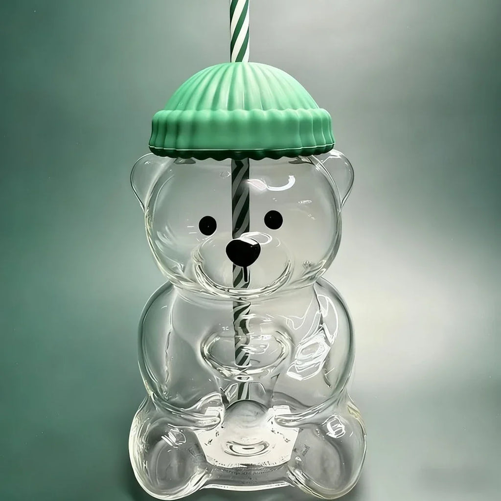 Starbucks Bear Mug Glass Cup With Straw Transparent Creative Milk Coffee Water Cups