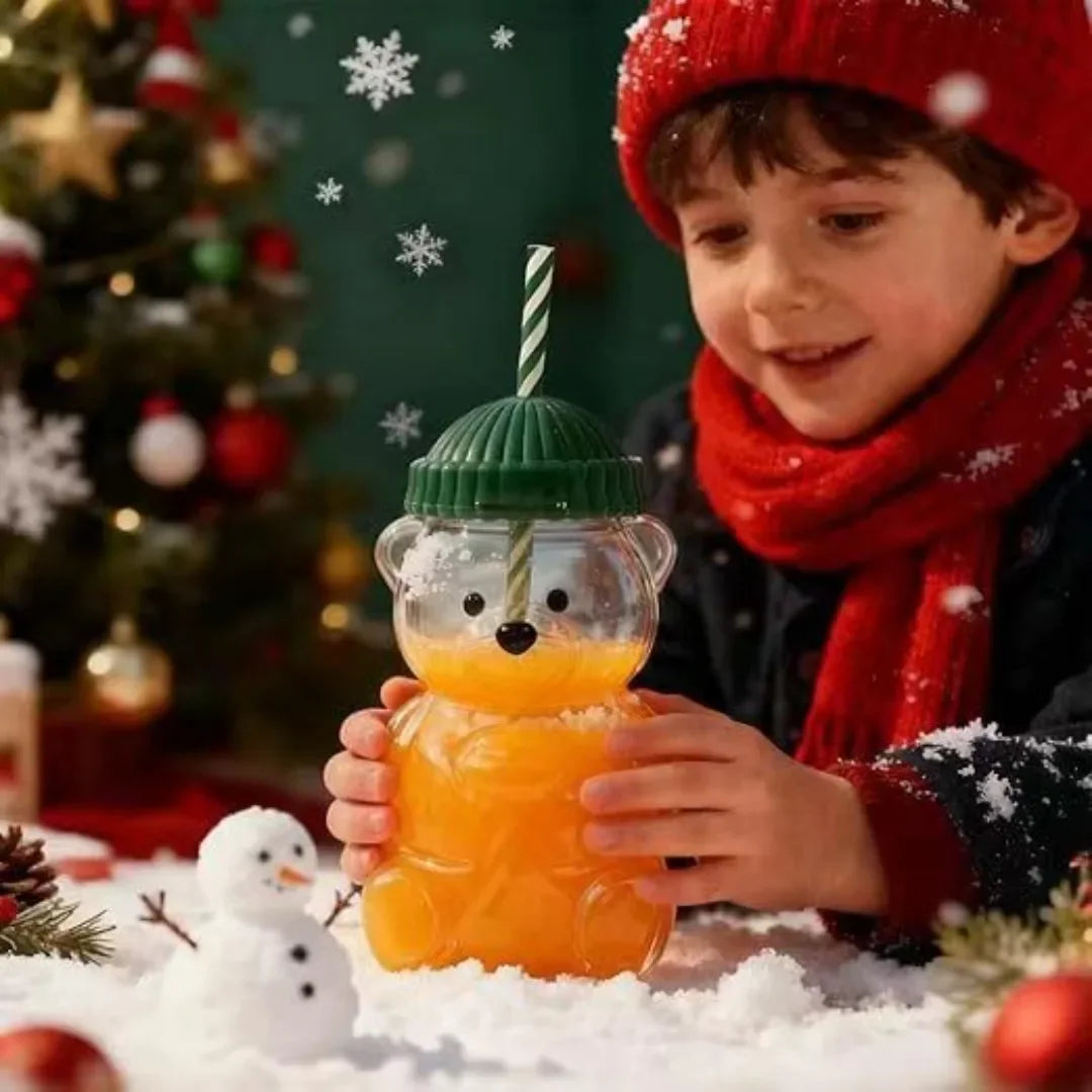 Starbucks Bear Mug Glass Cup With Straw Transparent Creative Milk Coffee Water Cups