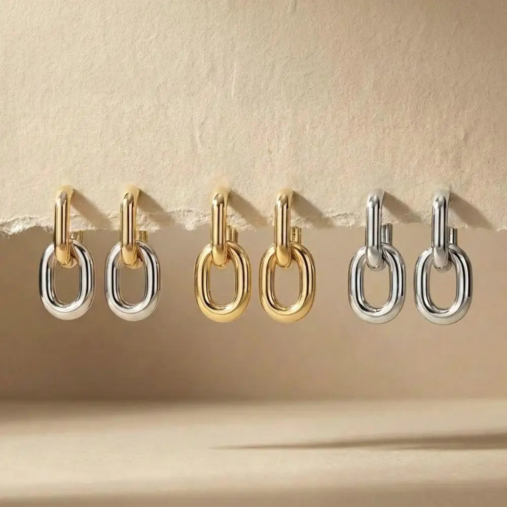 Minimalist Stainless Steel Fashion Gold Earrings