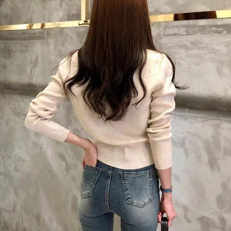 Autumn Long Sleeve Fashion Women Cardigans Sweater Knitted