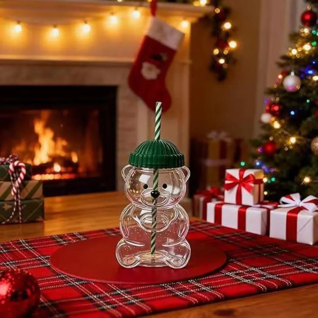 Starbucks Bear Mug Glass Cup With Straw Transparent Creative Milk Coffee Water Cups