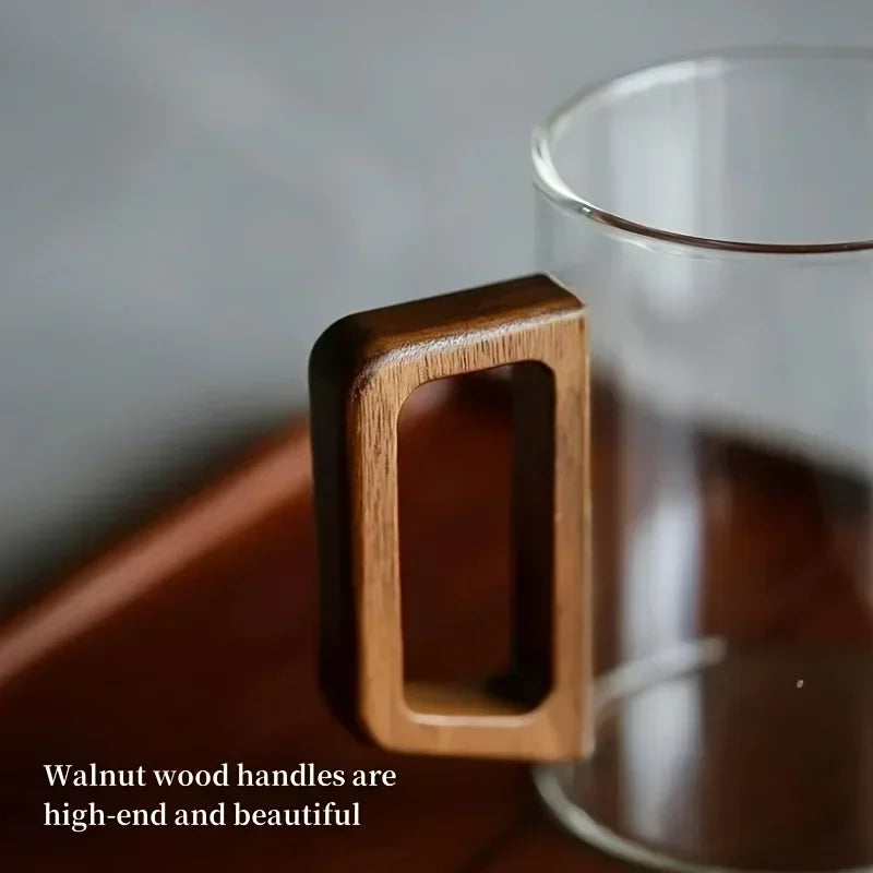 Walnut Handle Glass Cup