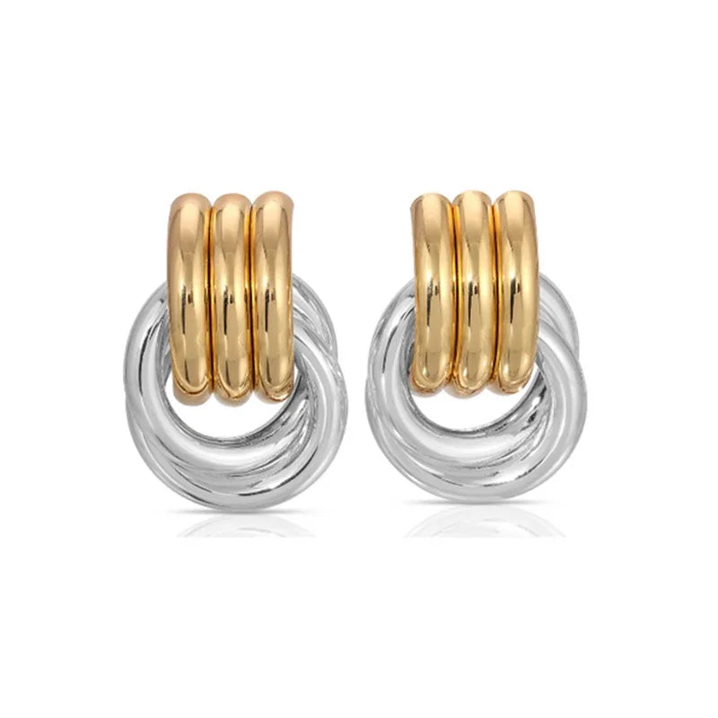 Trendy Stainless Steel Multilayer Circle Twist Knot Earrings
