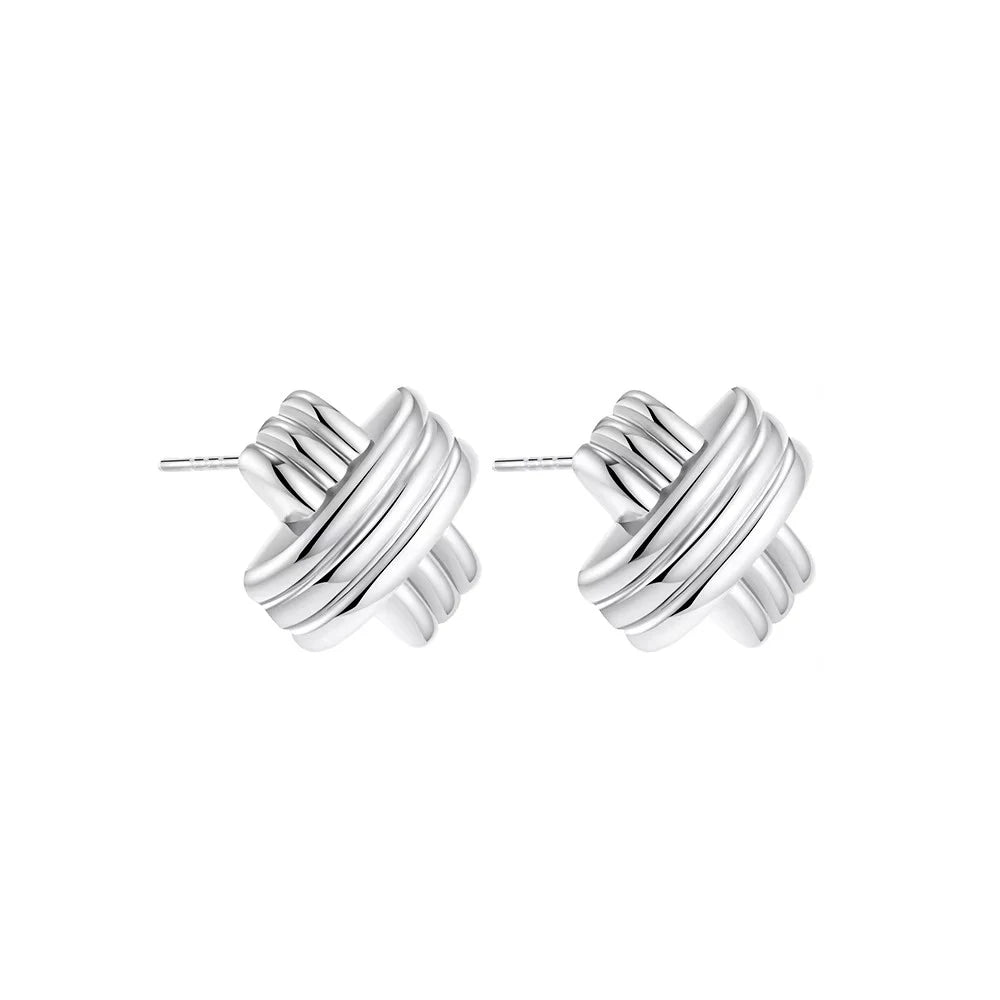 Trendy Stainless Steel Multilayer Circle Twist Knot Earrings