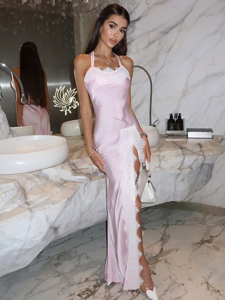 Trendix Side Slit Lace Maxi Dress