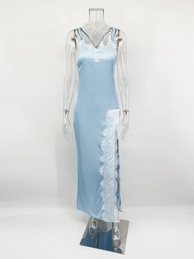 Trendix Side Slit Lace Maxi Dress