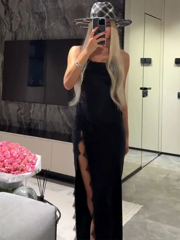 Trendix Side Slit Lace Maxi Dress