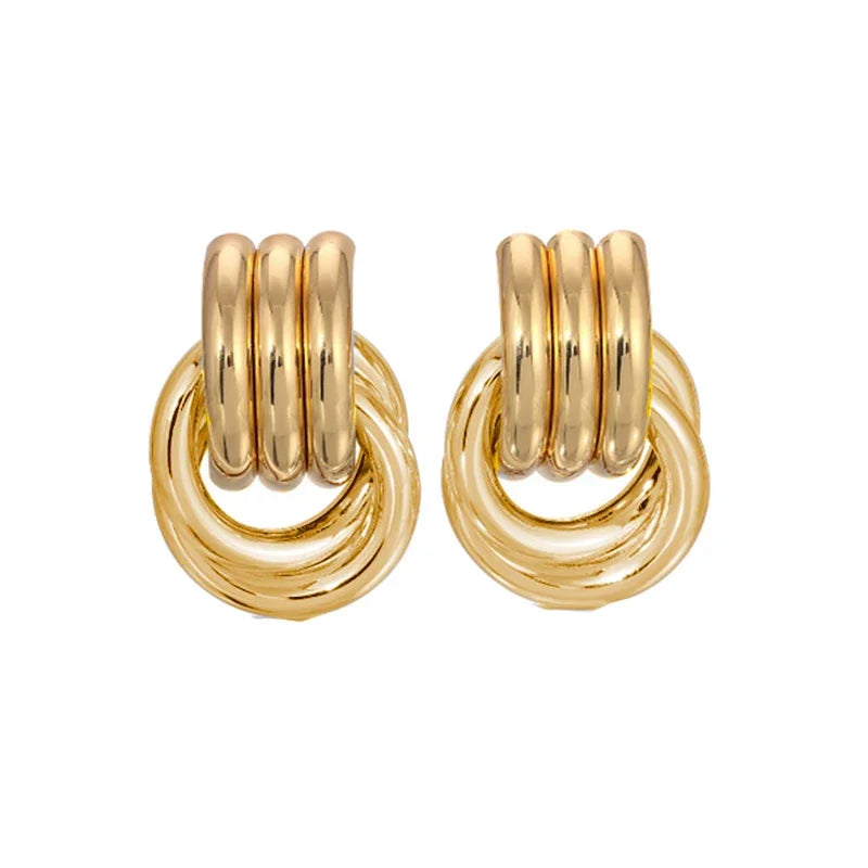 Trendy Stainless Steel Multilayer Circle Twist Knot Earrings