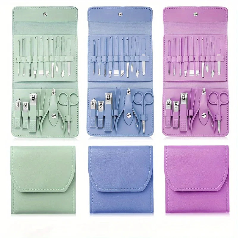 Professional Nail Clippers and Cuticle Nippers Set with Travel Case 16pcs